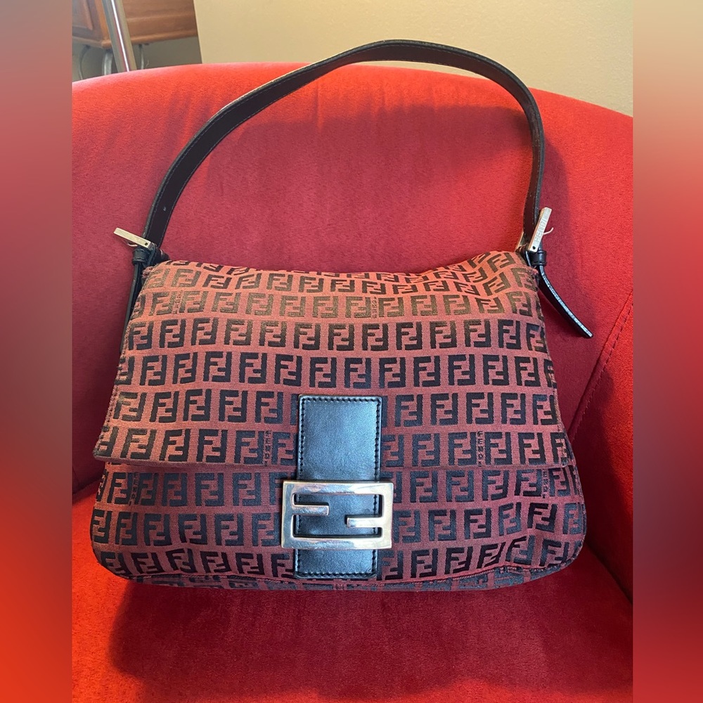 Fendi Red Zucchino Canvas Mama